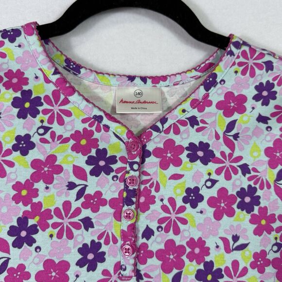 Hanna Andersson Pink Purple Floral Drop Waist Tunic Dress Girl's 140 US 10 - Picture 4 of 11